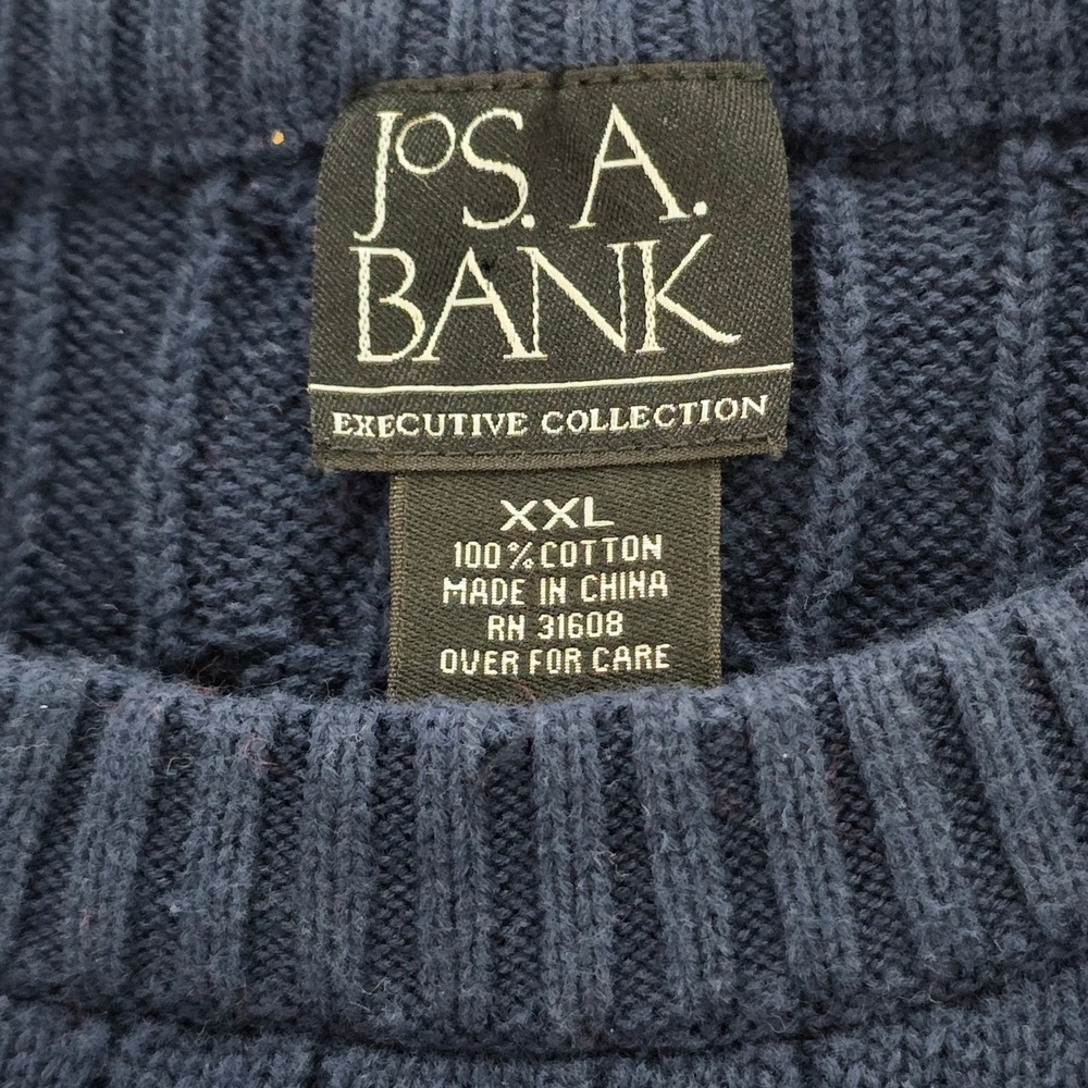 Jos. A. Bank Executive Collection Mens XXL Navy Blue Cable Knit Cotton Sweater - Picture 5 of 7